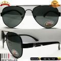 Aviator Sunglasses for Men and Women Rai Don Aviation Military Style Aviator Sungasses with 100% UV400 Protection Sunglasses Black Frame Black Lense Black Legs. 