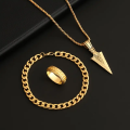 3pcs Set Street Simple Hip Hop Chain Pendant Necklace Ring, Zinc Alloy, for Men, Women, Daily and Party Occasion. 