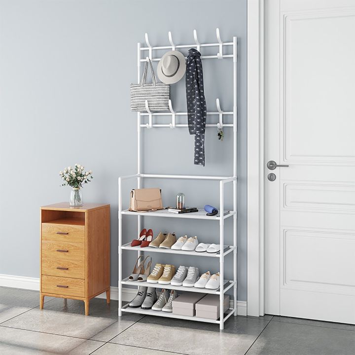 Multi-Function%204%20Tiers%20Shoes%20Rack%20With%20Hanger,%20Living%20Room%20Clothes%20Storage%20Rack%20-%20Image%204
