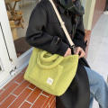Casual Lamb wool shoulder bag Faux  Solid color Autumn Large capacity shopping bag Portable  Warm Soft fluffy faux  tote bag for Ins fashion Winter fashion Shopping Travel Daily use. 