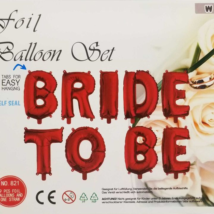 BRIDE TO BE FOIL BALLOONS IN RED COLOR