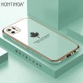 Hontinga for OPPO A16K A16E Back Cover Luxury 6D Plating Maple Leaf Side Pattern Case Soft Silicone Square Phone Cases. 