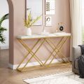 White Narrow Sofa Table Behind Couch, Wood Entryway Console Table with Metal Leg coffee Table X Model console STM. 