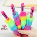 Bold Colors Rainbow Fur Pen Multi Color 6-in-1 Pen Fuzzy Pom Pom Pens Colorful Kawaii Stationery – 601A. 