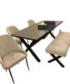 Modern Designe Dining Table Set Off White Colour With Elegent 6 Chairs Antique Look For Coushling Of The Chair..... 