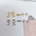 Nail Art Stickers LZ Internet celebrity big bow pendant real gold color-retaining copper inlaid zirconia nail jewelry flower love zircon nail sticker. 
