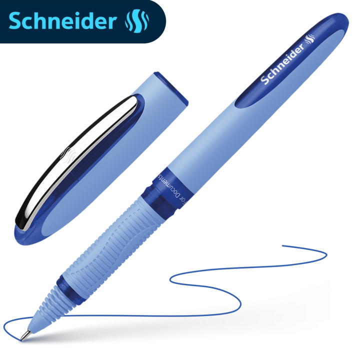 Schneider One Hybrid N 0.3mm - Rollerball Pen for Documents - Needle tip for pleasantly soft writing - Ergonomically rubberised surface - Super consistent ink flow - Waterproof - Large ink reservoir with level indicator