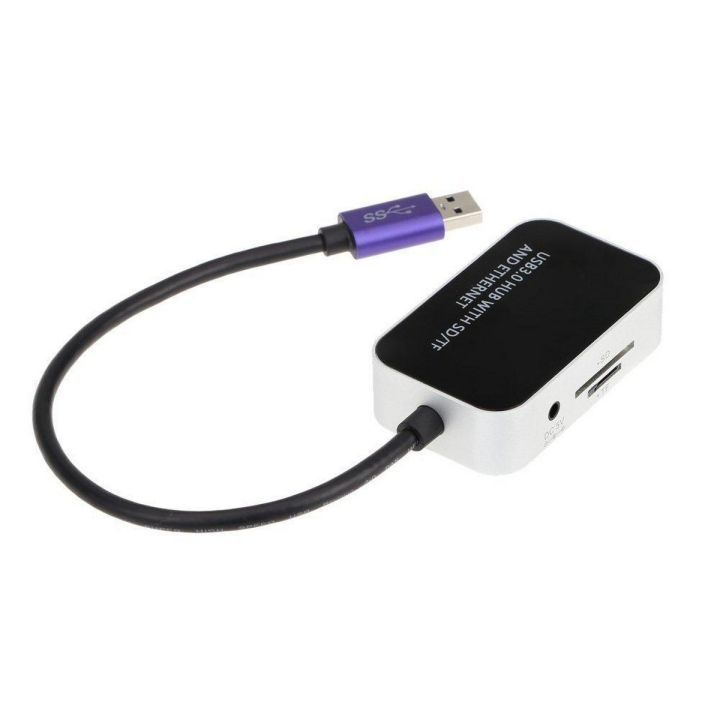Hebron Super Speed USB 3.0 Hub for Macbook Pro Retina Air 11 13 15 Plug and Play, No Driver Required for OS X Integrated Gigabit Ethernet Port and SD/TF Card Reader Also Suitable for Ultrabooks with Windows