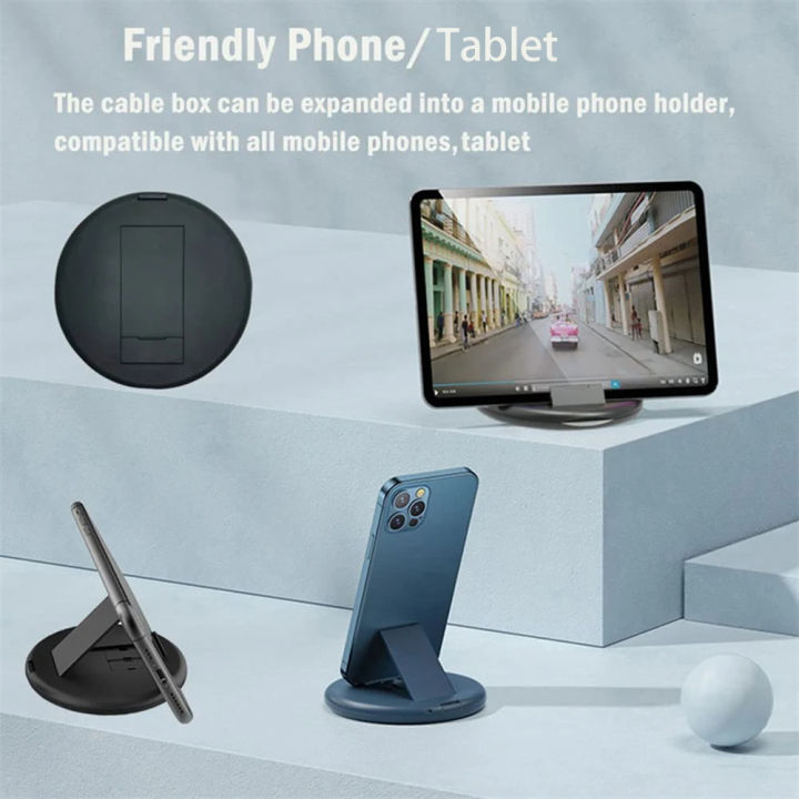 Portable%20Data%20Cable%20Storage%20Box%20with%20Phone%20Holder%20Compact%20Lightweight%20Cable%20Adapter%20Conversion%20Head%20Organizer%20Finishing%20Box%20Cable%20mobile%20Multi%20-%20Image%204