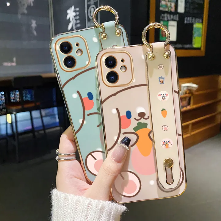 chenyyka%20For%20OPPO%20F11%20Pro%20Case%20With%20Wristband%20New%20Design%20Square%20Edge%20Phone%20Case%20Cute%20Line%20Rabbit%20Pattern%20Shockproof%20Plating%20Silicone%20Casing%20Full%20Cover%20SoftCase%20Protection%20Cases%20Girl%20Women%20-%20Image%204