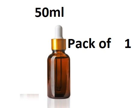 50ml Pack of 1 Empty Amber Glass Dropper Bottle for Essential Oil and Serum Essential Oil Refillable Drop Container