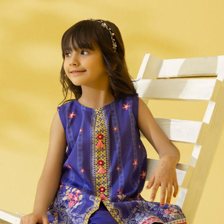 Sapphire Kids - Girls 2 Piece - Printed Dobby Suit - Dress for Girls