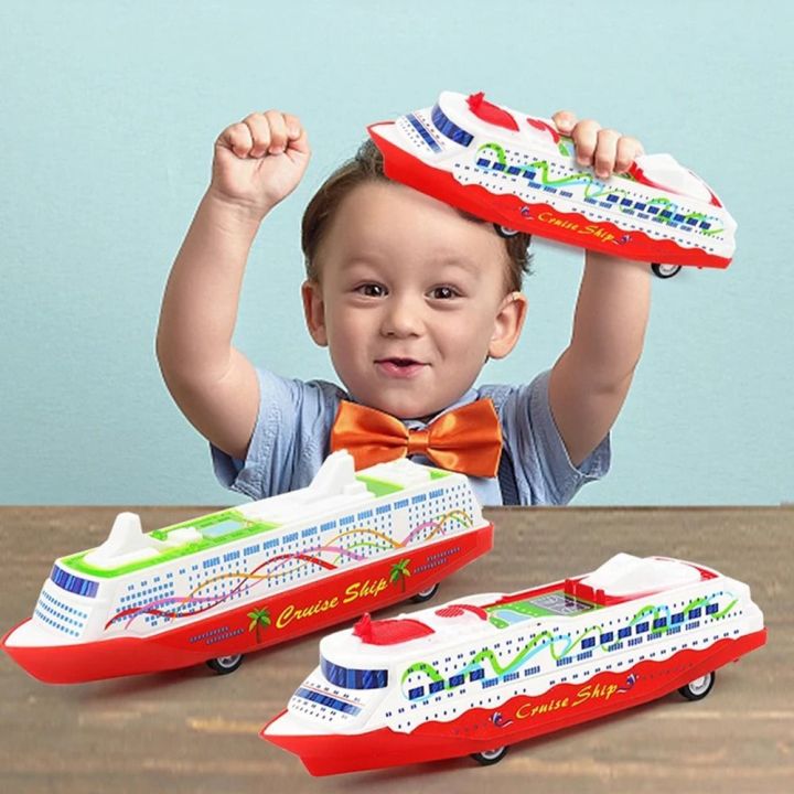 Desktop Ornaments Gliding Sliding Steamship Simulation Collection Cruise Boat Model Model Toy Mini Pull Back Ship Gift for Kids