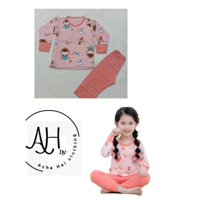 Pink Barbie Doll Printed Full Sleeves Kids Night Suits Kids Sleep Wear Kids Night Dress