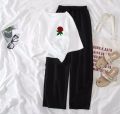 Printed Crop Top T-shirt and Plazo Night Suit Set for Women and Girls. 