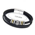 Cross-Border Foreign Trade Ethnic Style Jewelry Stainless Steel Bracelet Men's Multi-Layer Woven Leather String Titanium Steel Magnetic Snap Bracelet Wholesale. 