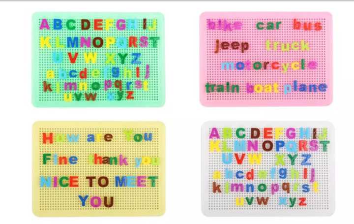 Alphabetic pin Board for spell learning - Peg Toy, 182 Pieces -Large size