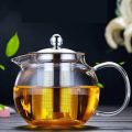 Techmanistan Glass Teapot with Heat Resistant Stainless Steel Infuser, Borosilicate Glass Teapot, Glass Tea Kettle, Loose Blooming Leaf Tea. 