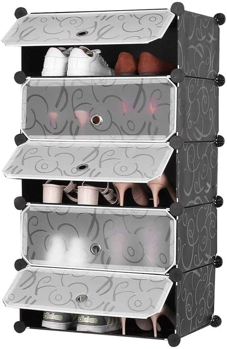 5 Layers Plastic Sheets Shoe Organizer, Foldable Shoe Organizer, Closet Organizer, Storage Organizer, 5 Tier Plastic Sheet Cube Shoe Rack Storage Closest Organizer