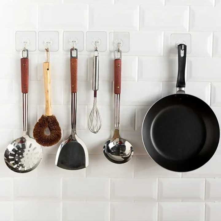 10pcs%20Transparent%20Stainless%20Steel%20Strong%20Self%20Adhesive%20Hooks%20Key%20Storage%20Hanger%20for%20Kitchen%20Bathroom%20Door%20Wall%20Multi-function%20-%20Image%203