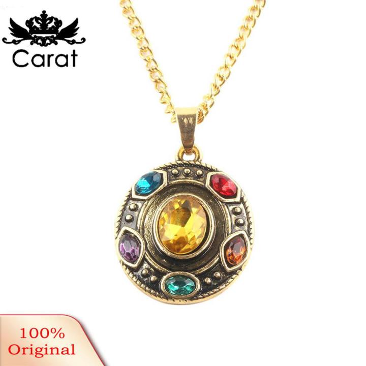 Carat Unisex Thanos Gauntlet Power Stone Rhinestone Charm Necklace