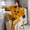 Yellow mickey night dress sleeping wear Night suit for women. 
