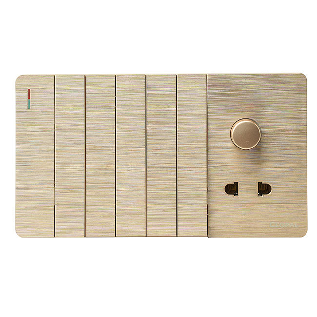 Clopal ARC Series 6 Switches+ 1 Dimmer + 1 Socket Superior Quality ...