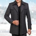 Winter Men's Stylish Casual Double Fleece Coat For Men(Coat+HighNeck Inner) James Bond Double Collar Winter Jacket For Men. 
