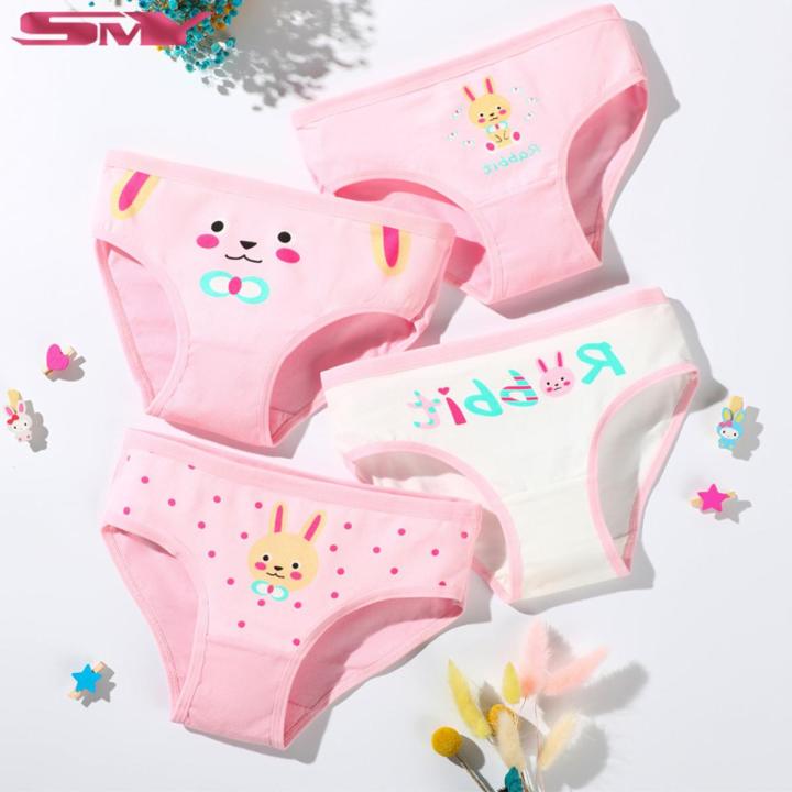 Pack Of 4 - High Quality Children Underwear Cotton Girls Briefs Cute Pattern Kids Panties 2-12Yrs - Keep Your Girls Comfy And Cute
