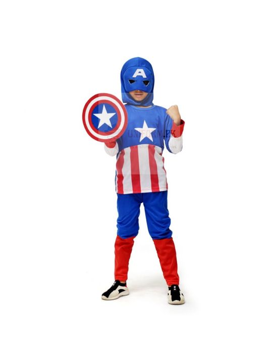 Captain America Costume For Kids With Eye and Head Cover From 3 Year To 10 Year