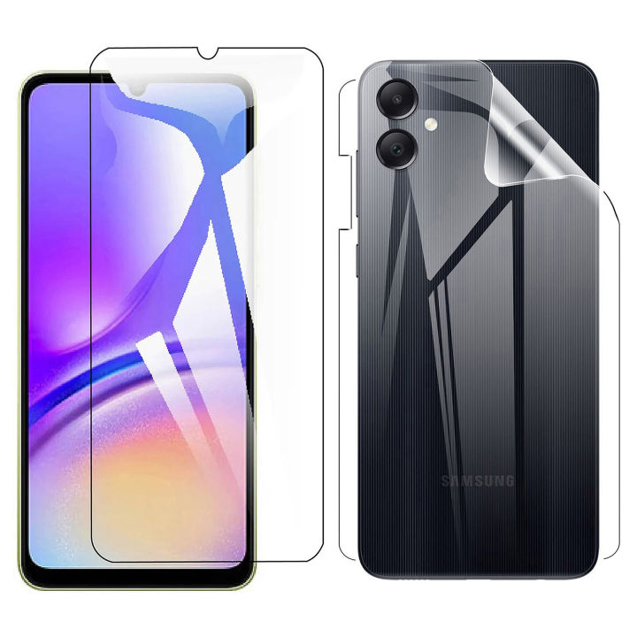 Samsung A05 Tempered Glass Protector Premium High Quality Polish Glass + Back Jelly Protector Clear Soft Protection Film Hydrogel Film Protector For Samsung A05