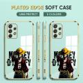 (Free Lanyard) Luxury 6D Plating Case for Samsung Galaxy A32 4G Back Cover Anime Cartoon Luffy  Side Pattern Soft Silicone Square Phone Cases. 