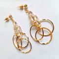 SEEP COLLECTIONS - Triple Ring Crystal Modern Design Drop Earrings for Girls & Women - New Collection. 