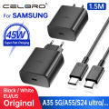 Original For Samsung Usb C Charger 45w for Galaxy Z Flip Fold 6 5 4 3 A54 A55 5G S23 S24 Ultra S22 S21 Plus Tab S7 EU US Adapter. 