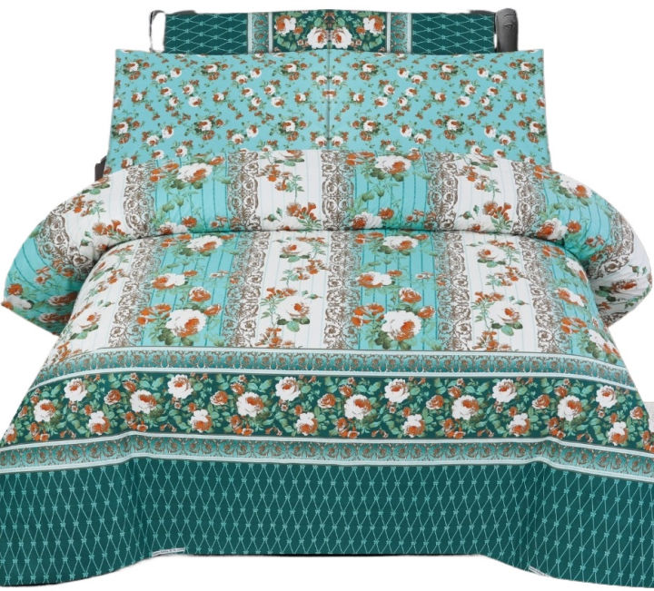 Doublebed Bed sheets Set King Size- 100% Salonika Cotton Bedsheets Double bed King- Printed Design Bedsheet Sets with Pillow Cover