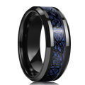 10 Colors 8mm Men's Stainless Steel Celtic Dragon Ring Inlay Red Green Black Carbon Fiber Ring Wedding Band Jewelry Size 6-13. 