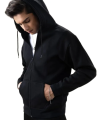 Stylish Black Fleece Plain Zipper Hoodie For Men & Boys - Full Circle Clothing. 