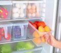 Refrigerator Storage Box Transparent Sealed Rectangle Plastic Container with Lid and Handle. 