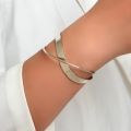 Accessories for Women Smooth Wave Double Infinite Twisted Cross Open Bracelet for Women Bangle Wedding Party Jewelry Gift pulser. 