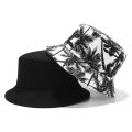 2022 New Unisex Fashion Summer Reversible Black White Coconut Tree Printed Fisherman Caps Bucket Hats Gorro Pescador Men Women. 