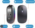 RGB Wireless Mouse - Slim & Silent 7 Colour LED Lights - Transparent & Black Body - Dual Mode 2.4G & Bluetooth Rechargeable Portable Optical Office Mouse With USB Receiver - 3 Adjustable DPI Levels for Notebook, PC, Computer, MacBook. 