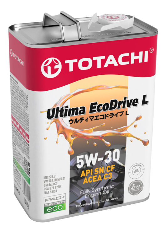 Totachi Ultima EcoDrive L Fully Synthetic Engine Oil 5W-30 (4L) - API SN/CF, ACEA C3, High Performance: