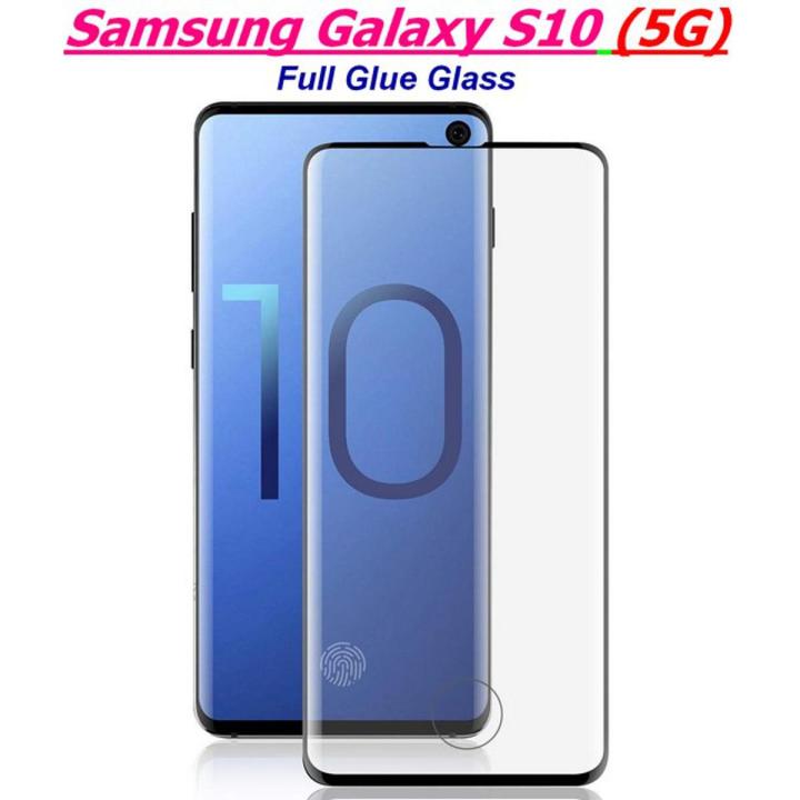 For Samsung Galaxy S10 (5G) Full Glue 3D Tempered Glass Screen Protector with Fingerprint Scanner - Black