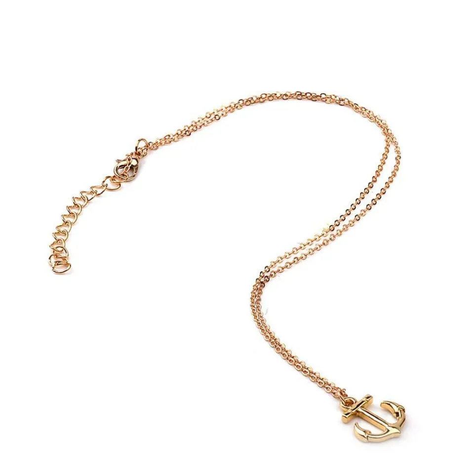 Darojay Womens Cute Golden Little Boat Anchor Charm Pendant
