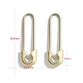 Minimalist Safety Pin Cartilage Sterling Silver Big Hoop Earrings for Women Girls Elegant Dangle Drop 37mm. 