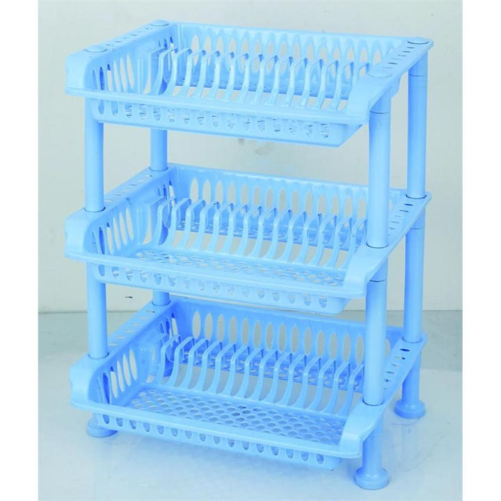 Taj Trader Three Layer Plate Rack, Kitchen Dish Rack Drainer, Plastic Plate/Dish Stand, Three Tier Drying Rack