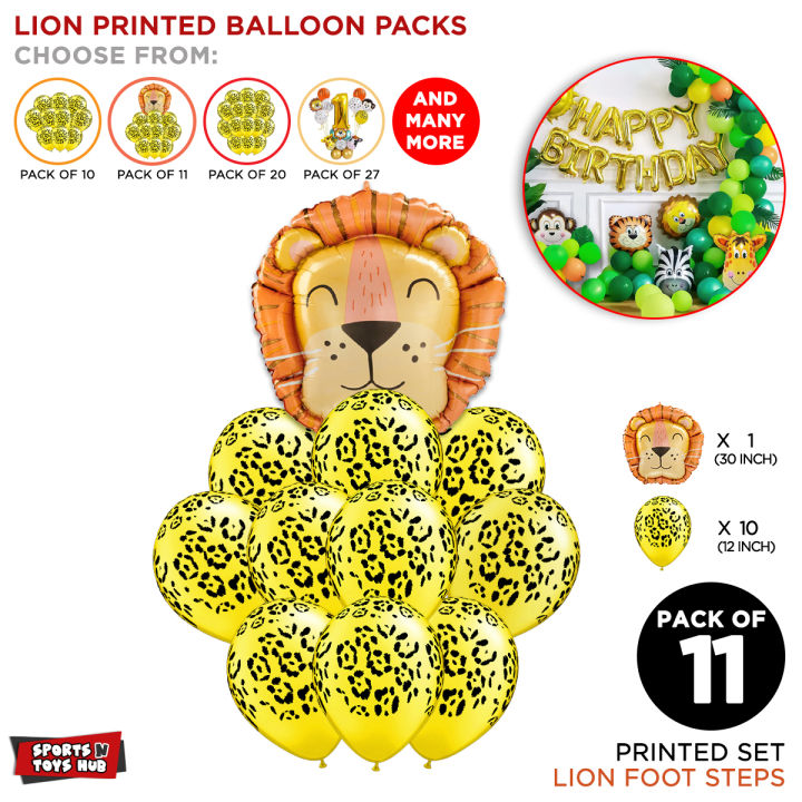Lion Printed Balloon Collection Set Chrome Metallic Foil Balloons Jungle Safari. Lion King Roar, Simba Themes Balloon For Birthday Celebrations Parties Decoration, Party Supplies, Kids Safari, Animal Shape Cartoon Ballons : ts3sHJVM, hkyTJWvd