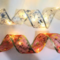 Christmas Ribbon with LED Lights Waterproof Fabric Gift Wrapping Ribbons for Outdoor. 