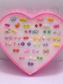 36  pair of  Beautiful earrings  Trendy Ear tops For Girls Best For Women| 1Set Multicolor Cryatal 36 Pairs Cartoon Hypoallergenic Plastic Stud Earrings Set For Women Girl Wedding Christmas Gifts Jewelry. 