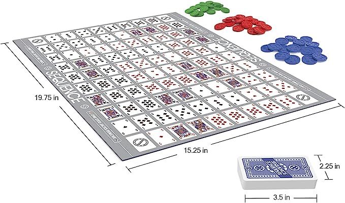 "Classic Sequence Board Game - Strategy Card Game for Family Game Night", Game Sequence for Kids Large Size Laminated Board with Plastic Cards Adult Kids Original Imported